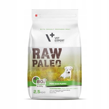 VETEXPERT Raw Paleo Puppy Mini Z Indykiem - sucha karma dla psa 2,5kg
